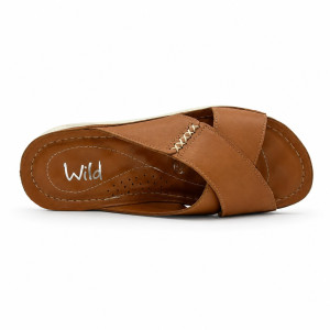 Dámske kožené hnedé šľapky Wild