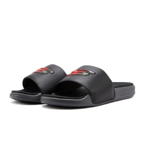 Pánske čierne šľapky Skechers s logom