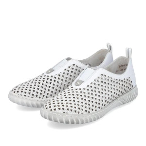 Dámske biele perforované slip-on tenisky Rieker
