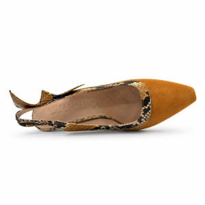 Dámske koňakové slingback lodičky Hispanitas s hadím vzorom