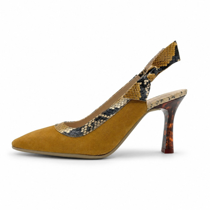 Dámske koňakové slingback lodičky Hispanitas s hadím vzorom Dámske koňakové slingback lodičky Hispanitas s hadím vzorom