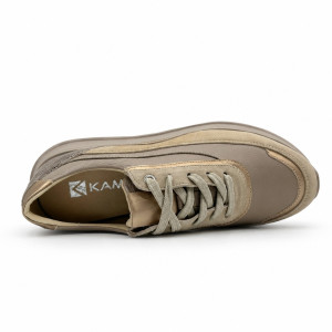 Dámske béžové kožené sneakers Kampa na platforme