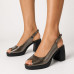 Dámske kožené metalické slingback sandále na platforme Dámske kožené metalické slingback sandále na platforme
