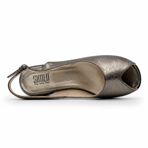 Dámske kožené metalické slingback sandále na platforme