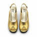Dámske kožené zlaté slingback sandále na platforme Dámske kožené zlaté slingback sandále na platforme
