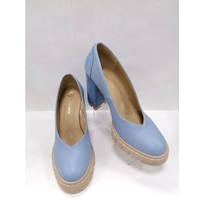 Dámske modré lodičky s hrubým opätkom Olivia Shoes