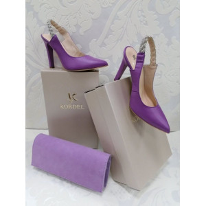 Fialové kožené lodičky s otvorenou pätou Kordel