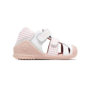Detské bielo ružové  sandálky Biomecanics s hviezdičkami