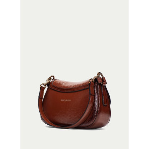 Luxusná kožená dámska hnedá crossbody kabelka