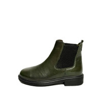 Dámske členkové kožené khaki chelsea čižmy na elastickom páse Wild