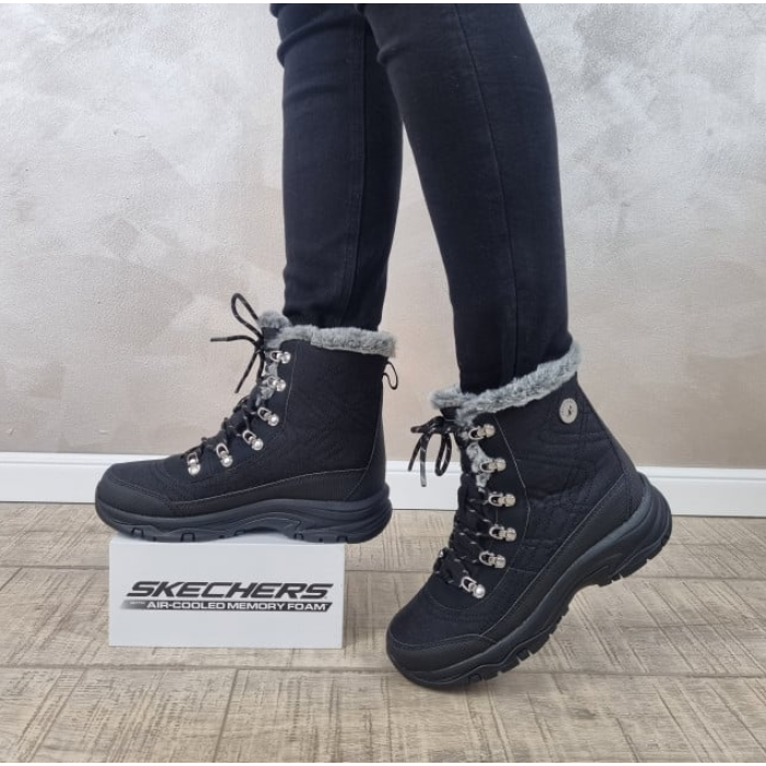 Dámske zimné čierne topánky s kožušinkou Skechers Dámske zimné čierne topánky s kožušinkou Skechers