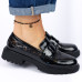 Dámske čierne lakované mokasíny Dámske čierne lakované mokasíny
