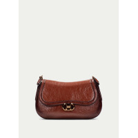 Luxusná kožená dámska hnedá crossbody kabelka
