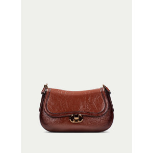 Luxusná kožená dámska hnedá crossbody kabelka