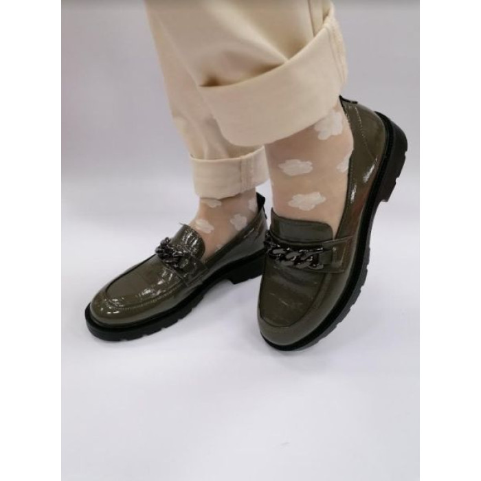 KHAKI DÁMSKE KOŽENÉ LESKLÉ MOKASÍNY KHAKI DÁMSKE KOŽENÉ LESKLÉ MOKASÍNY