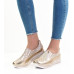 Dámske kožené slip-on v zlatej farbe