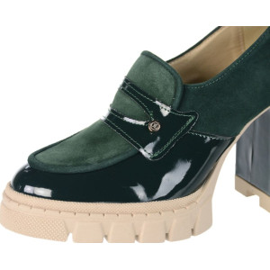Dámske zelené lodičky s hrubým opätkom Olivia Shoes