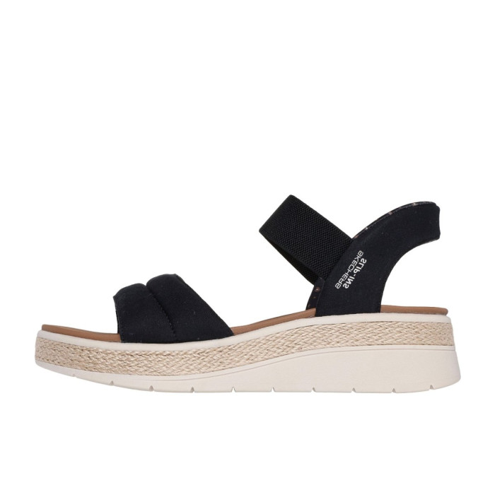 Dámske čierne slip-ins sandále na platforme Skechers Dámske čierne slip-ins sandále na platforme Skechers