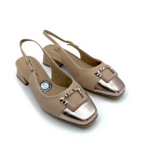 Dámske rúžové slingback lodičky Piccadilly s metalickou špičkou