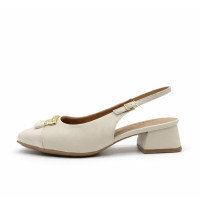 Dámske biele slingback lodičky Piccadilly so zlatou ozdobou Dámske biele slingback lodičky Piccadilly so zlatou ozdobou