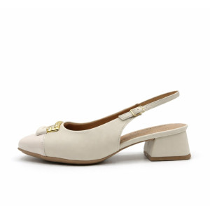 Dámske biele slingback lodičky Piccadilly so zlatou ozdobou