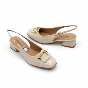 Dámske biele slingback lodičky Piccadilly so zlatou ozdobou