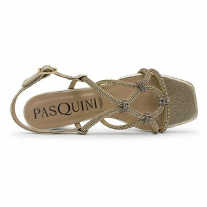 Dámske zlaté sandále s jemným šperkovým efektom Pasquini