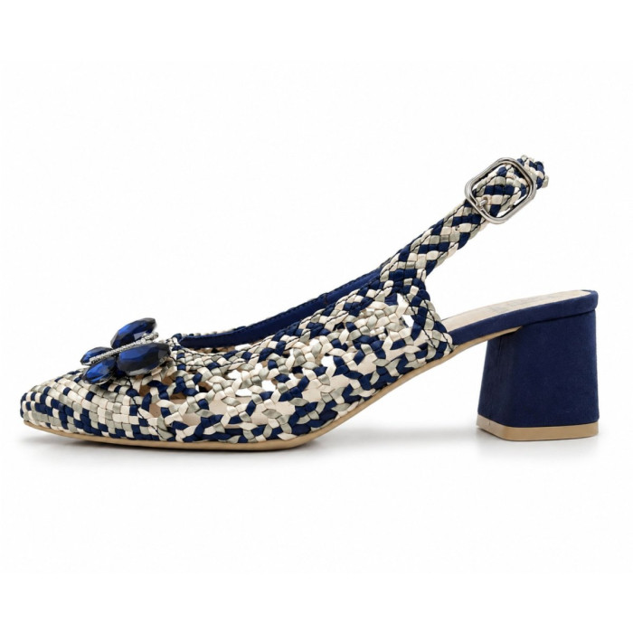 Dámske tmavomodré slingback lodičky Kordel