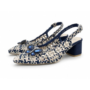 Dámske tmavomodré slingback lodičky Kordel