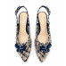 Dámske tmavomodré slingback lodičky Kordel