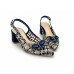 Dámske tmavomodré slingback lodičky Kordel