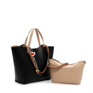 Dámska čierna shopper kabelka Tamaris s príveskom
