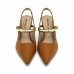 Dámske hnedé slingback lodičky so zlatým remienkom Dámske hnedé slingback lodičky so zlatým remienkom