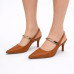 Dámske hnedé slingback lodičky so zlatým remienkom Dámske hnedé slingback lodičky so zlatým remienkom