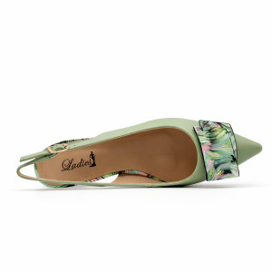 Dámske zelené slingback lodičky Ladies
