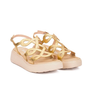 Dámske zlaté sandále Wonders na pohodlnej platforme