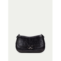 Luxusná kožená dámska čierna crossbody kabelka
