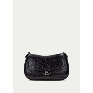 Luxusná kožená dámska čierna crossbody kabelka