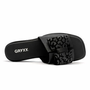 Dámske čierne šľapky Gryxx s mašľou