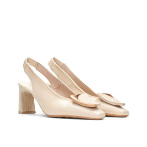 Dámske krémové slingback lodičky Hispanitas s dekoráciou