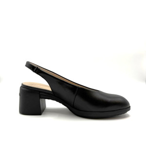Dámske čierne kožené slingback lodičky Wonders