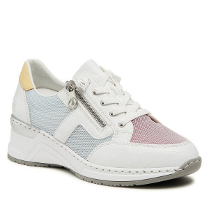 Dámske biele sneakers s bočným zipsom Rieker