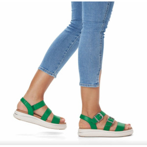 Pohodlné sandále Remonte v zelenej farbe