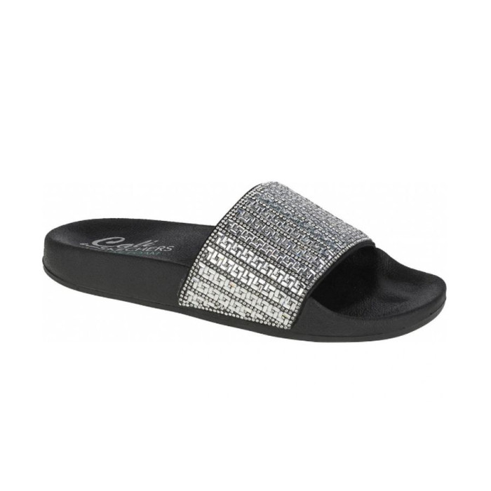 Dámske čierno - strieborné šľapky Skechers Dámske čierno - strieborné šľapky Skechers